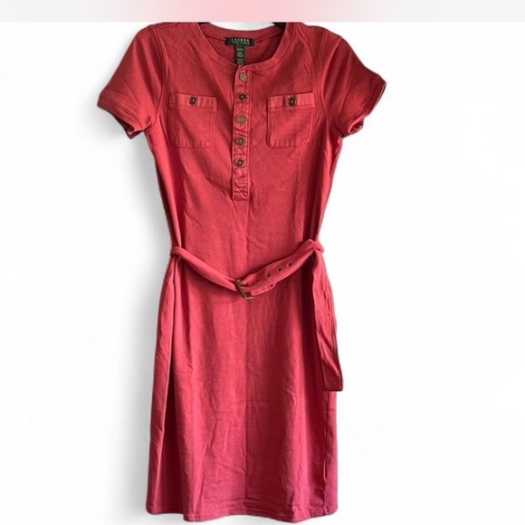 Ralph Lauren Red Belted Dress - Picture 1 of 7
